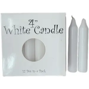 4” Candle - Unscented plain Straight Taper Candles - White, Set of 12 x 2 box = 24 Candles Decoration Ornaments