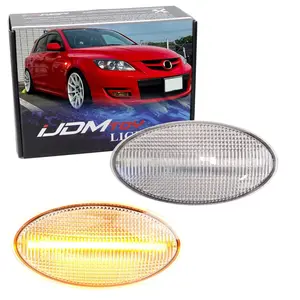iJDMTOY Clear Lens Dynamic Sequential Blink/Flow Amber Full LED Front Side Marker Light Kit For 2004-2011 Mazda3, 2006-2010 Mazda5, 2011-2013 Mazda2