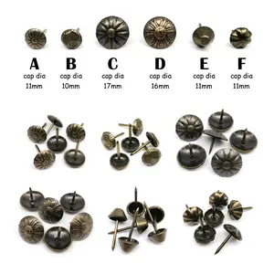 25pcs Antique Brass Upholstery Nail Jewelry Chest Box Gift Wine Wooden Case Sofa Decorative Tack Stud Pushpin Doornail Flower
