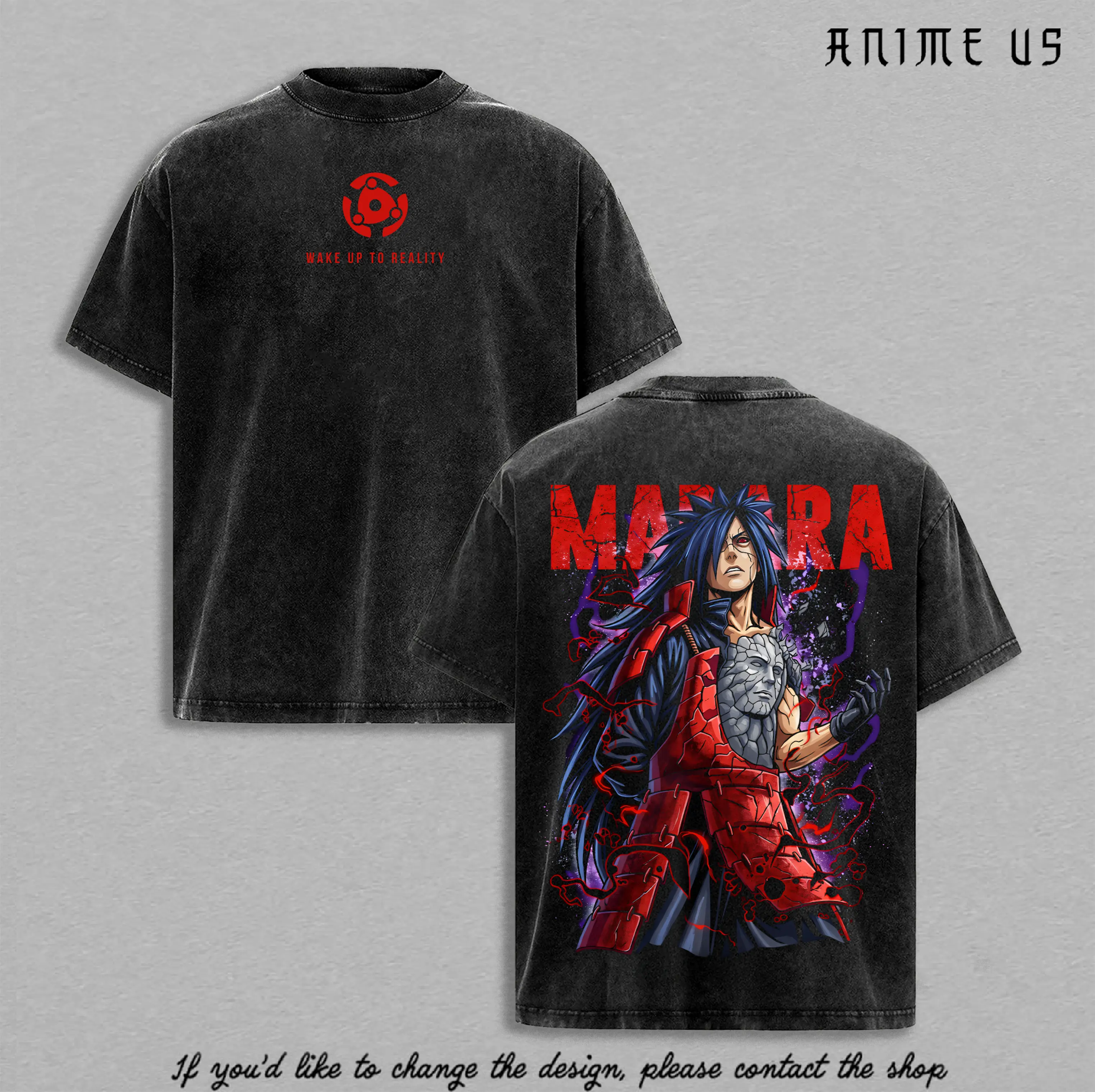 Madara Uchiha Naruto Anime Vintage Washed Oversized Graphic Tee Sharingan Rinnegan Wake Up To Reality Shirt Anime Streetwear