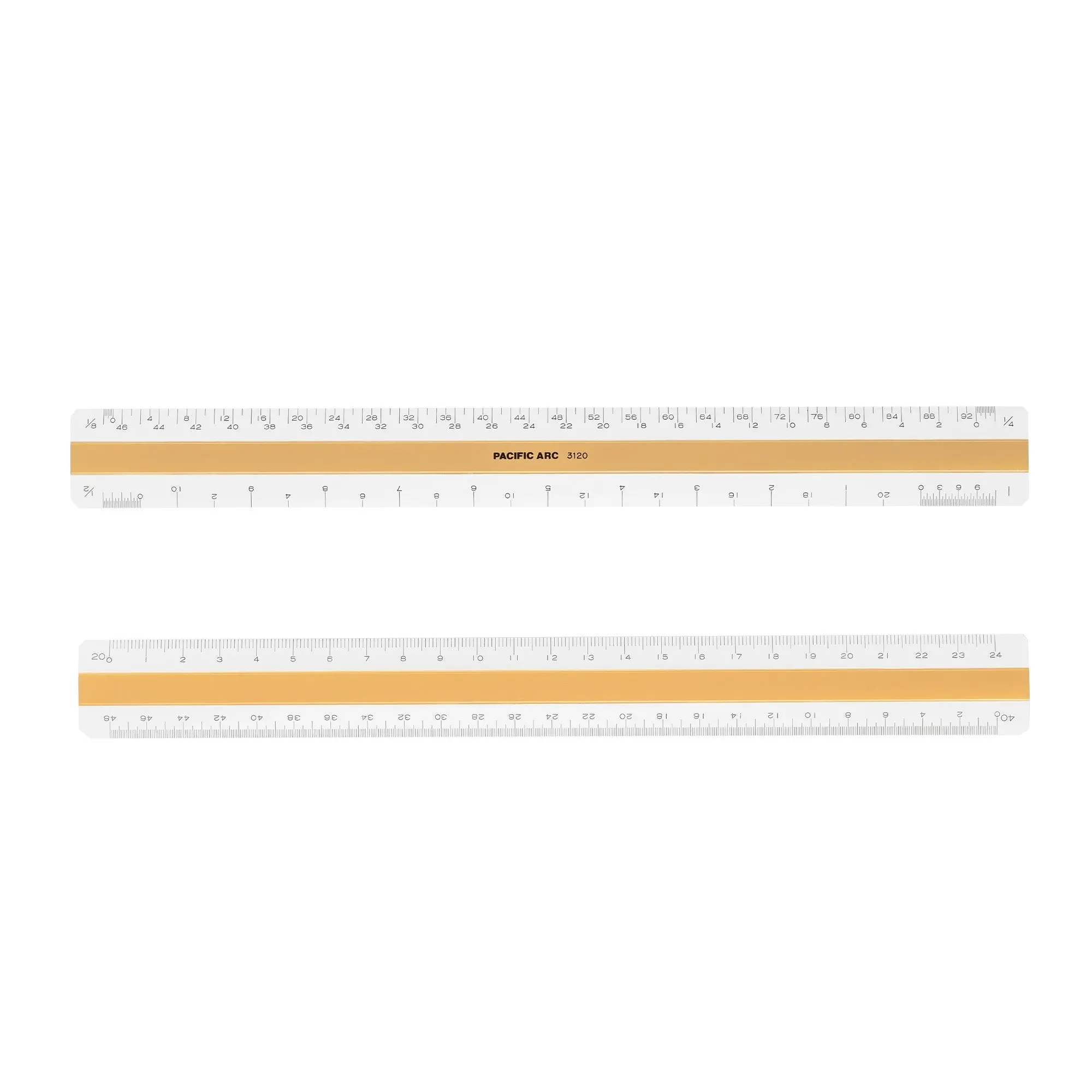 Pacific Arc, Professional 6" or 12" Four Bevel Flat Scale Ruler, Plastic, Architect, Engineer, Metric, and Combo graduations, 4 Bevel Scales for Drafting, Architecture, and Engineering
