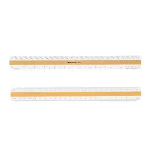 Pacific Arc, Professional 6" or 12" Four Bevel Flat Scale Ruler, Plastic, Architect, Engineer, Metric, and Combo graduations, 4 Bevel Scales for Drafting, Architecture, and Engineering