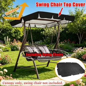 Outdoor Swing Top Cover Sunshade, Oxford Fabric, Universal Fit for Two or Three Garden Chairs, Patio Umbrella Replacement