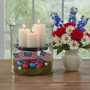 Hammered Glass Large Candle Holder 12.5" x 12.5"