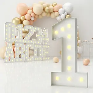 3FT Marquee Numbers & Letters 0-9 & A-Z 3FT/36in Light Up Mosaic Foam Numbers & Letters for Party Decor Birthday Graduation Party Anniversary Wedding 1 year Party Mosaic Frame Numbers Foam Cardboard Frame First Birthday Decor Led Neon Sign