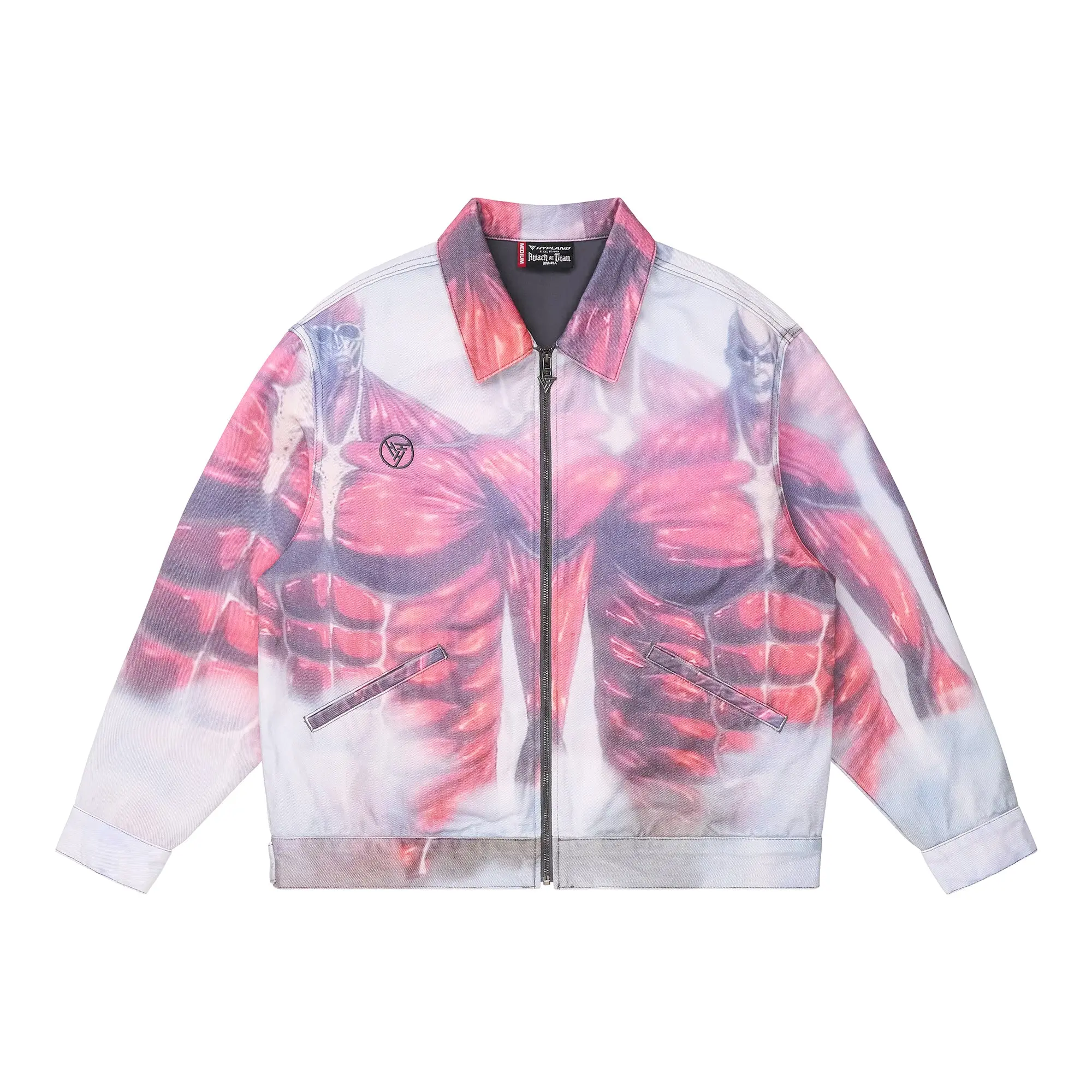Women's Officially Licensed Collaboration AOT Anime Cotton Rumble Work Jacket, Multi-Color Outerwear, Tops, Coats, Anime Jacket