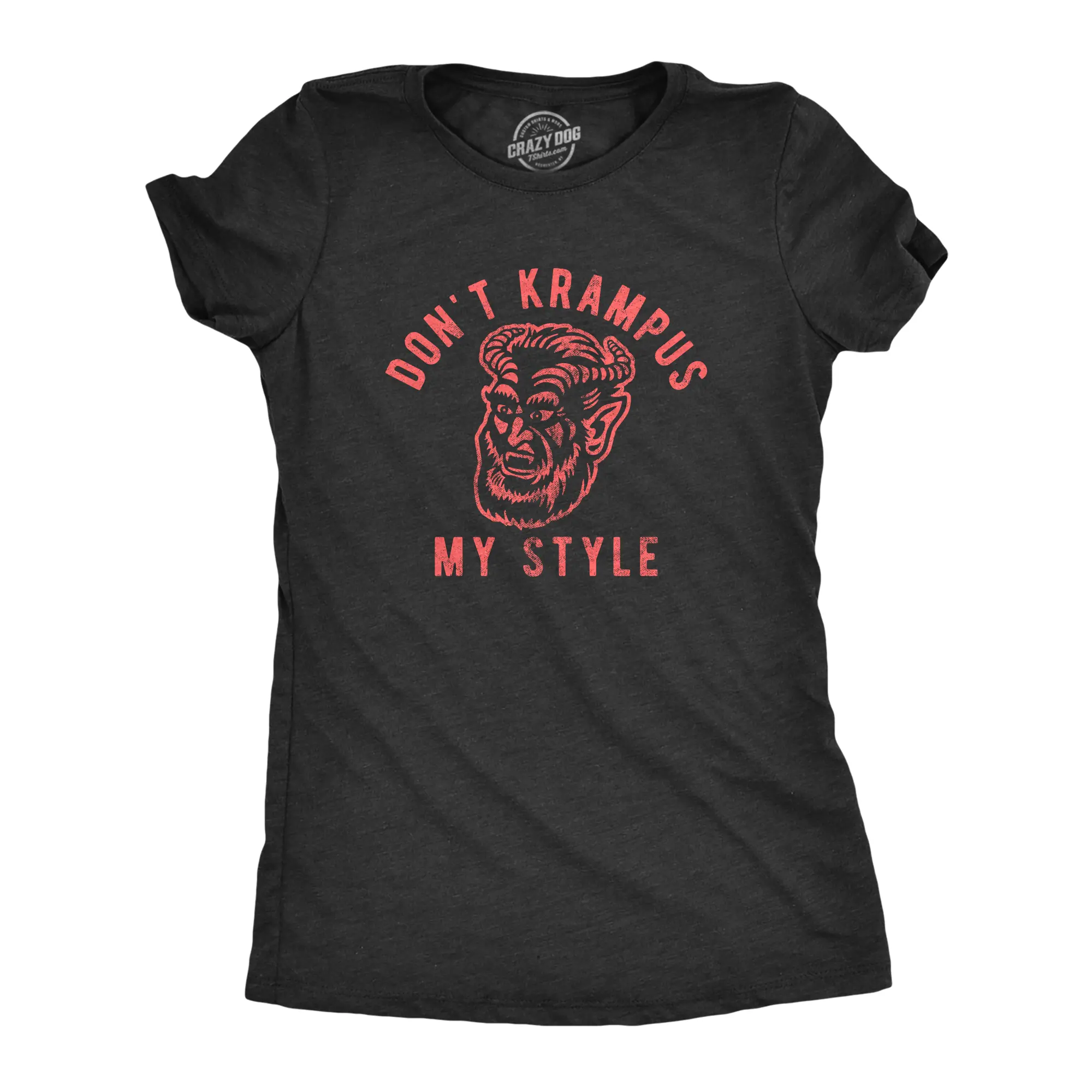 Womens Don't Krampus My Style T Shirt Funny Christmas Party Graphic Novelty Tee Funny Womens T Shirts Cute Vintage Fashion Casual Ladies T-Shirt Gift Christmas Tops for Women Women's Novelty Tees Black