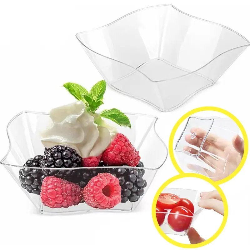 100 Pack 5 oz Square Clear Transparent Plastic Dessert Cups, Mini Cake Cups, Yogurt Cups, Jelly Cups, Snack Cups, Mousse Cake Cups, for Birthday, Wedding & Holiday Party Supplies