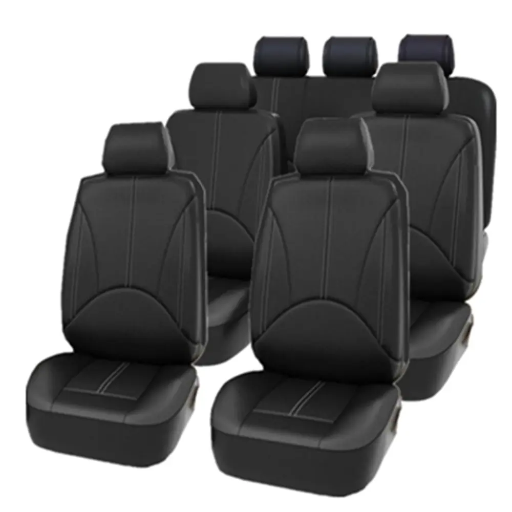 Full Set Car Seat Covers Three Row 7 Seater - Waterproof Leather Seat Cushions Protector Universal Fit for Cars, Trucks & SUVs