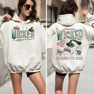 Wicked Movie 2 Sided Sweatshirt, Wizard Of Oz Fan Gift, Witch Pink And Green Shirt, Wicked Musical Movie Fan Xmas Gift, Wicked Hoodie, Unisex Sweater