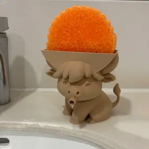 Cute Highland Cow Sponge Drying Stand – 3D Printed Kitchen Sink Caddy, Fun Countertop Organizer for Dish Sponges