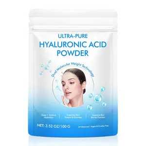 Pure Hyaluronic Acid Powder for Face & Joints, Dual Molecular Weight for Deep Hydration, Anti-Aging, DIY Serum Ingredient, Fragrance-Free, Vegan, 1 Scoop = 1 Bottle of Essence, 3.52 Oz