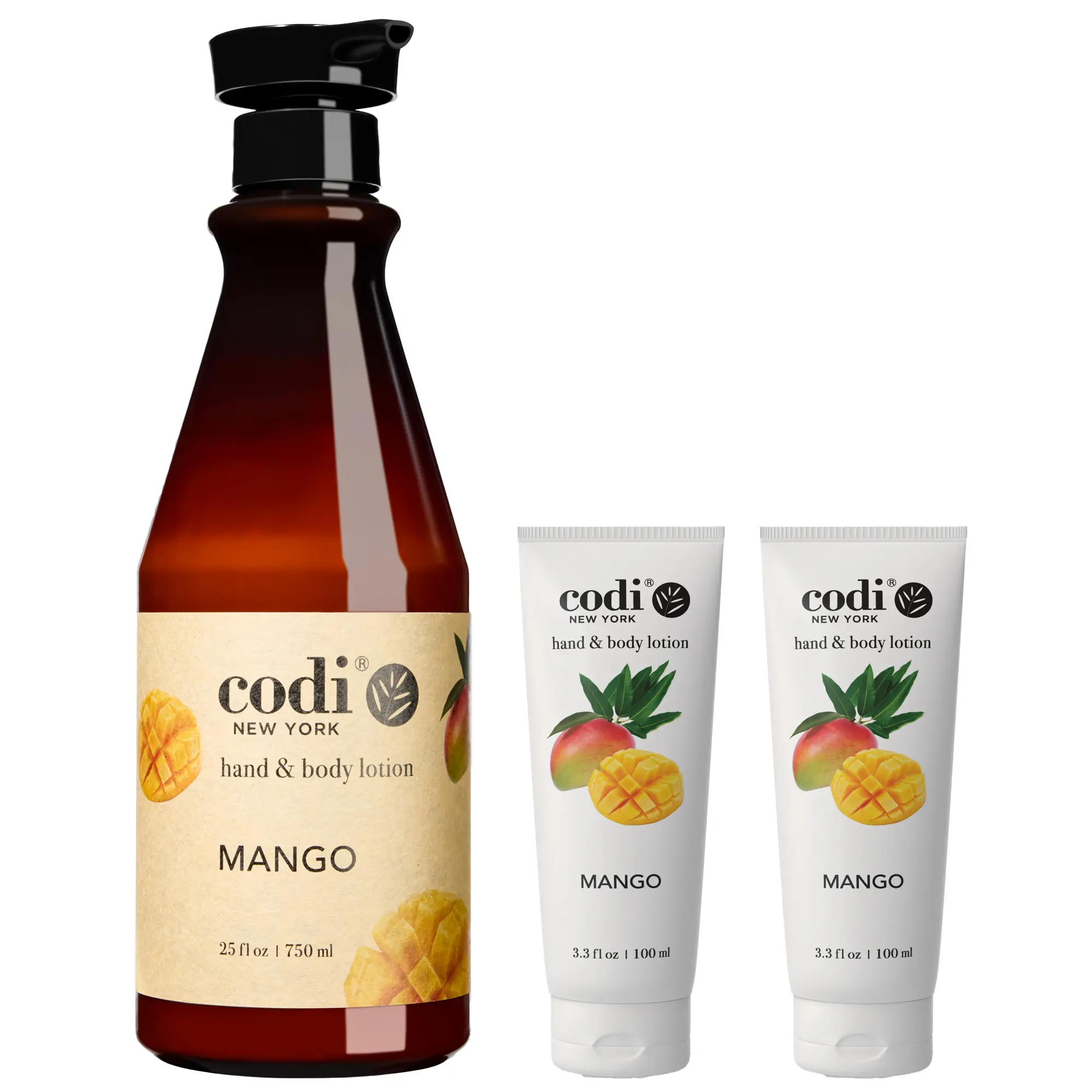 Codi Hydrating Mango Hand & Body Lotion - Moisture-Boosting, Nourishing, Non-Greasy Gentle Daily Body-Safe Lotion for Dryness, All Skin Types, Value Pack (750mL + 2x100mL), Cherry, Body-Safe Body Lotions & Creams
