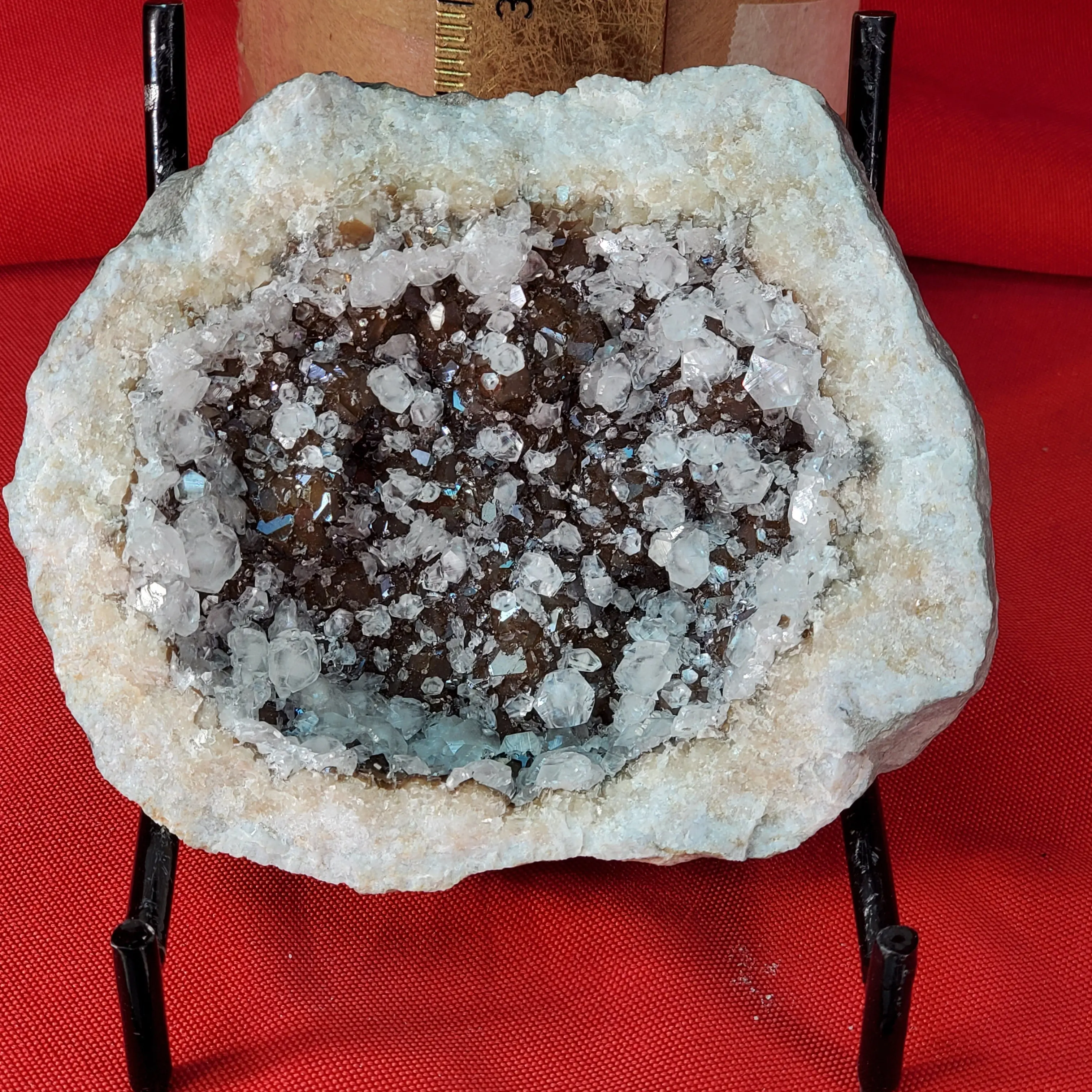 Iridiscent Brown Calcite Cracked Geode Set, Collectibles, Glamorous Natural Crystal Decorations for Jewelry Accessories & Derivatives