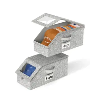 2 Packs Stackable Hat Storage Organizer- Stackable Baseball Cap Storage Box, Foldable Hat Organizer, Folding Storage Box,Toy Storage dustproof