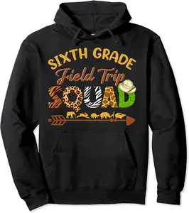 Sixth grade Students School Zoo Field Trip Squad Matching Pullover Hoodie - Latellestcha Shop 40B0C5DLBW73