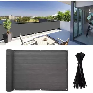 3x19Ft Balcony  Screen, Apartment Railing Cover for Sunshade Wind & UV Protection, Outdoor  Fence Screen for Patio, Terrace, Porch & Poolside Protection (Dark Grey)