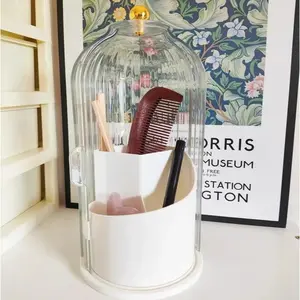 Rotating Electric Toothbrush Holder with Lid, Dustproof Bathroom Organizer, 3 Slot Makeup Brush Storage Box, Creative Gift for Father's Day, Dustproof Toothbrush Holders