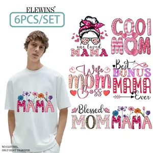 6 Sheets Mother's Day Gold Foil DTF Transfer Film for T-shirts Hoodies Jeans Backpacks Pillows Washer Safe Unisex Heat Transfer Paper