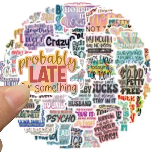 Sarcastic Sticker, 50pcs/set Funny Slogan Graphic Sticker, Snarky Decals for Water Bottle & Laptop, Sarcasm Decals for Men & Women, Funny Stickers