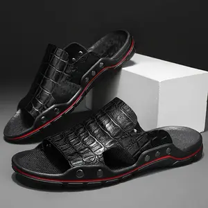 Men'S Large-sized Fashionable Open-toe Breathable Slippers, Comfortable And Anti-slip, Durable Rubber Soles, Suitable For Men'S Outdoor Activities.