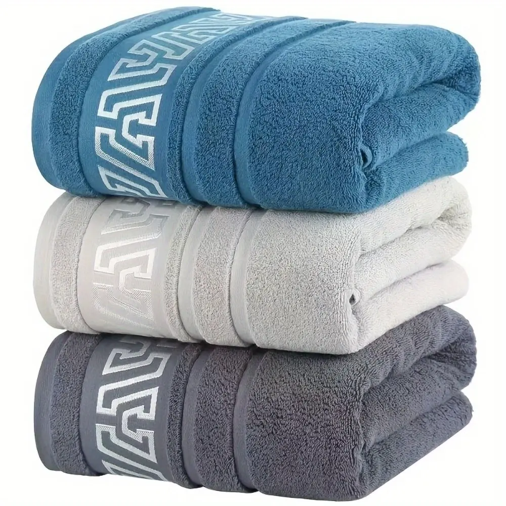 3-Pack Quick-Dry Towels, Thick Soft Spa & Gym Face Cloths, Face Towels Reusable, Adult Use, Rectangular Geometric Design, Ideal for Shower, Swim, Body Care, Quick Drying Towel