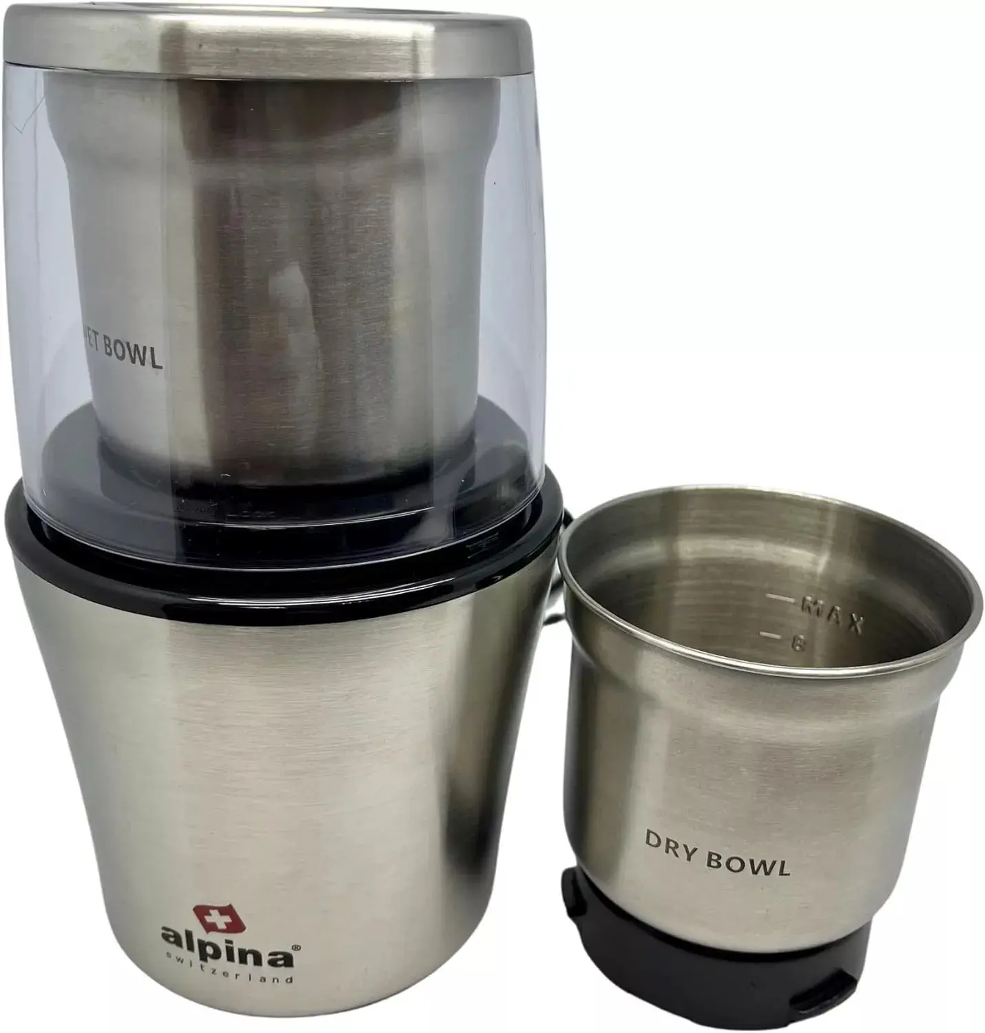 Alpina SF-2815 Electric Wet & Dry Coffee Grinder 200W 110V with 2 Stainless Steel Bowls
