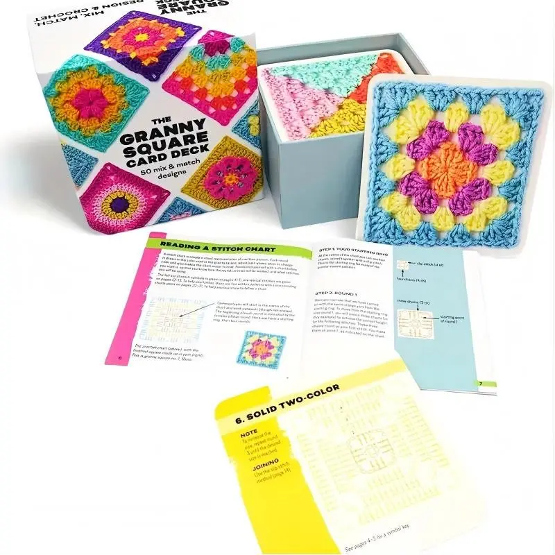 50pcs Square Knitted Card Patterns Set, Multicolor Paper Material, DIY Craft Handicraft Kit with Tutorial & Instructions, Ideal for Beginners, Handmade Crafts