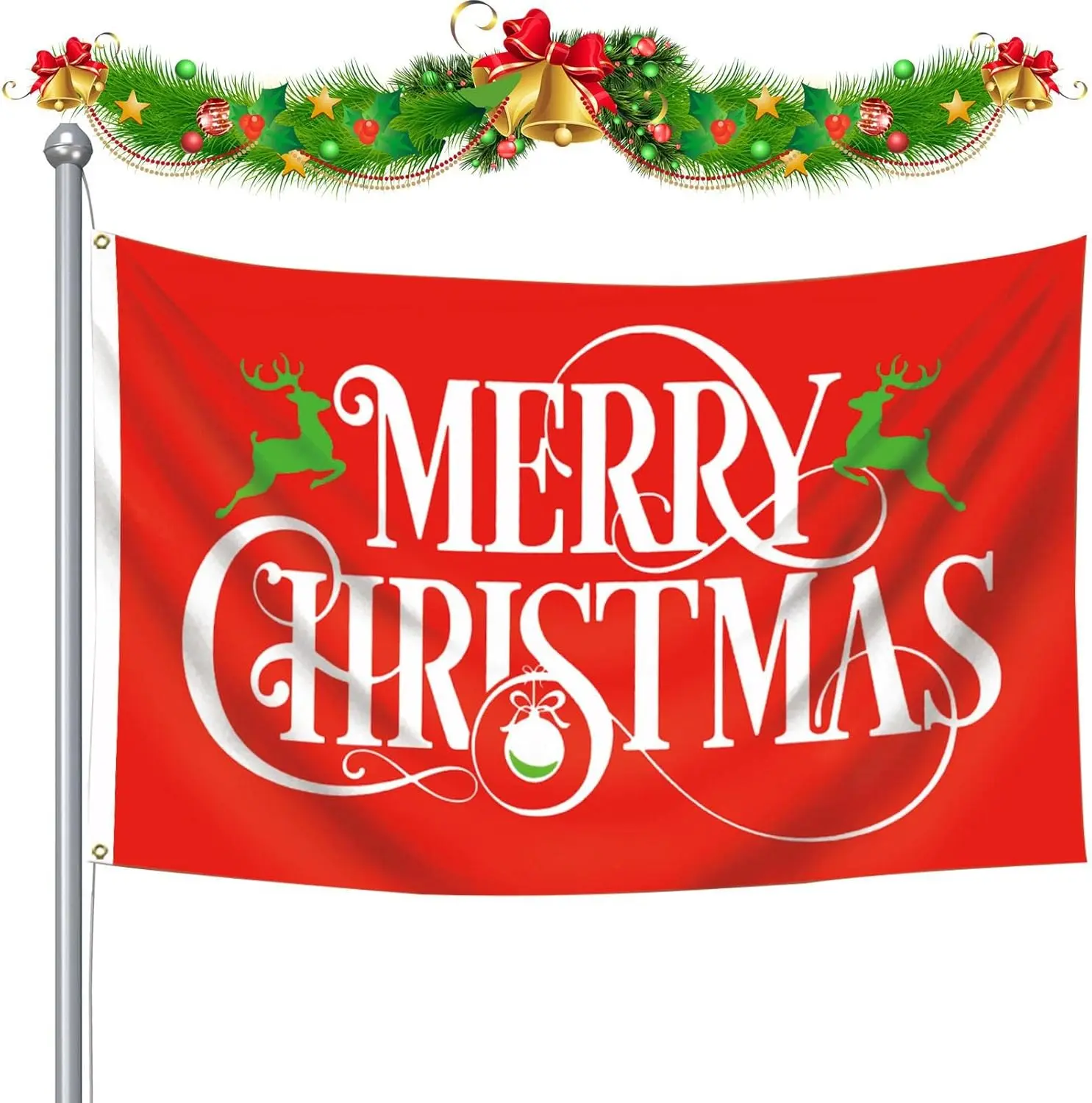 Christmas Flags for Outdoor 3 x 5 Feet Double Sided Merry Christmas Red White Winter Flag Wear-Resistant Festival Banner for Gardens Lawns Yards