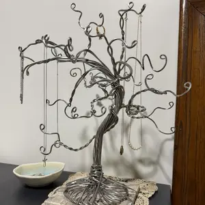 Jewelry Stand Tree – Earring Holder - Necklace Storage - Bracelet and Watch Organizer - Silver