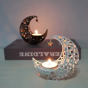 Iron Moon Candle Holder, Hollow Out Incense Burner, Home Craftsmanship Wax Cup Decorative Piece, Unique Tabletop Ornament
