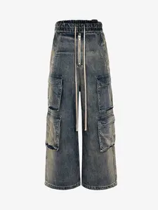 Thesupermade Wide Leg Multi-Pocket Straight Leg Loose Jeans - 1666