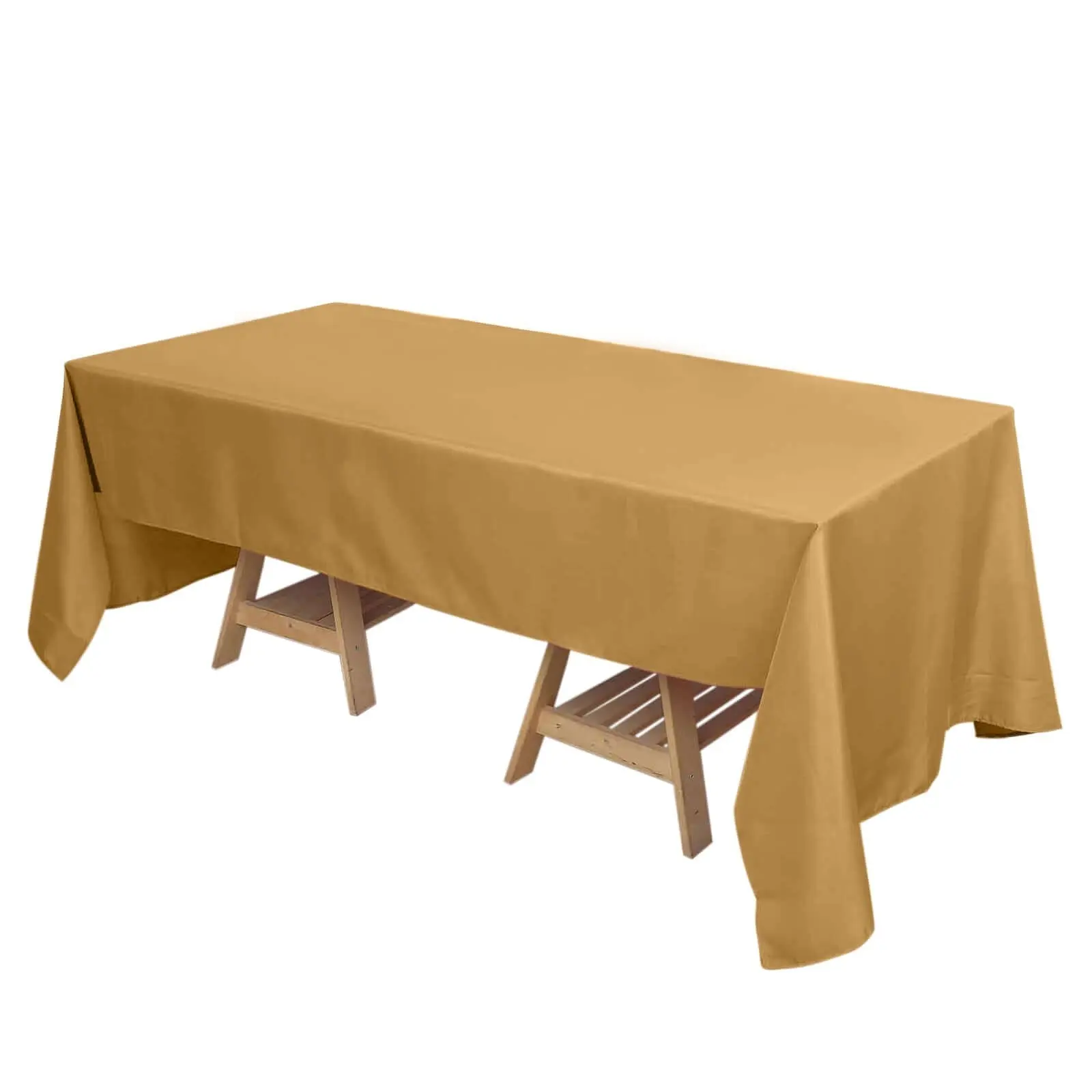72"x120" Gold Polyester Rectangle Tablecloth - Durable, Stylish, Washable Table Cover for Corporate Events, Receptions, Birthday; Casual, Thanksgiving Use, Machine Wash Compatible