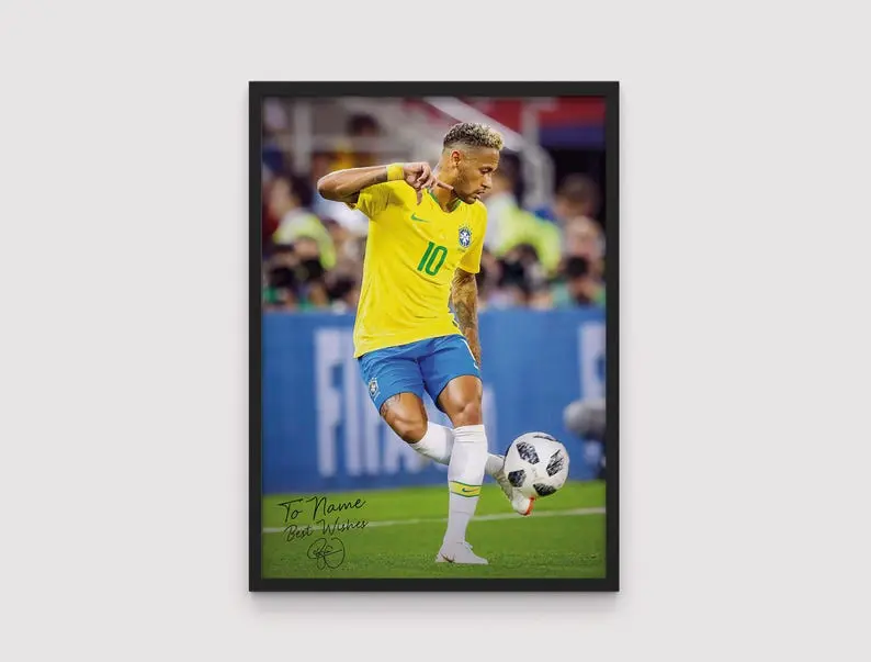 Personalized Neymar Poster – Custom Name Print with Neymar's Signature, Neymar fan gift, Neymar Jr., Neymar Wall art, Sports Poster