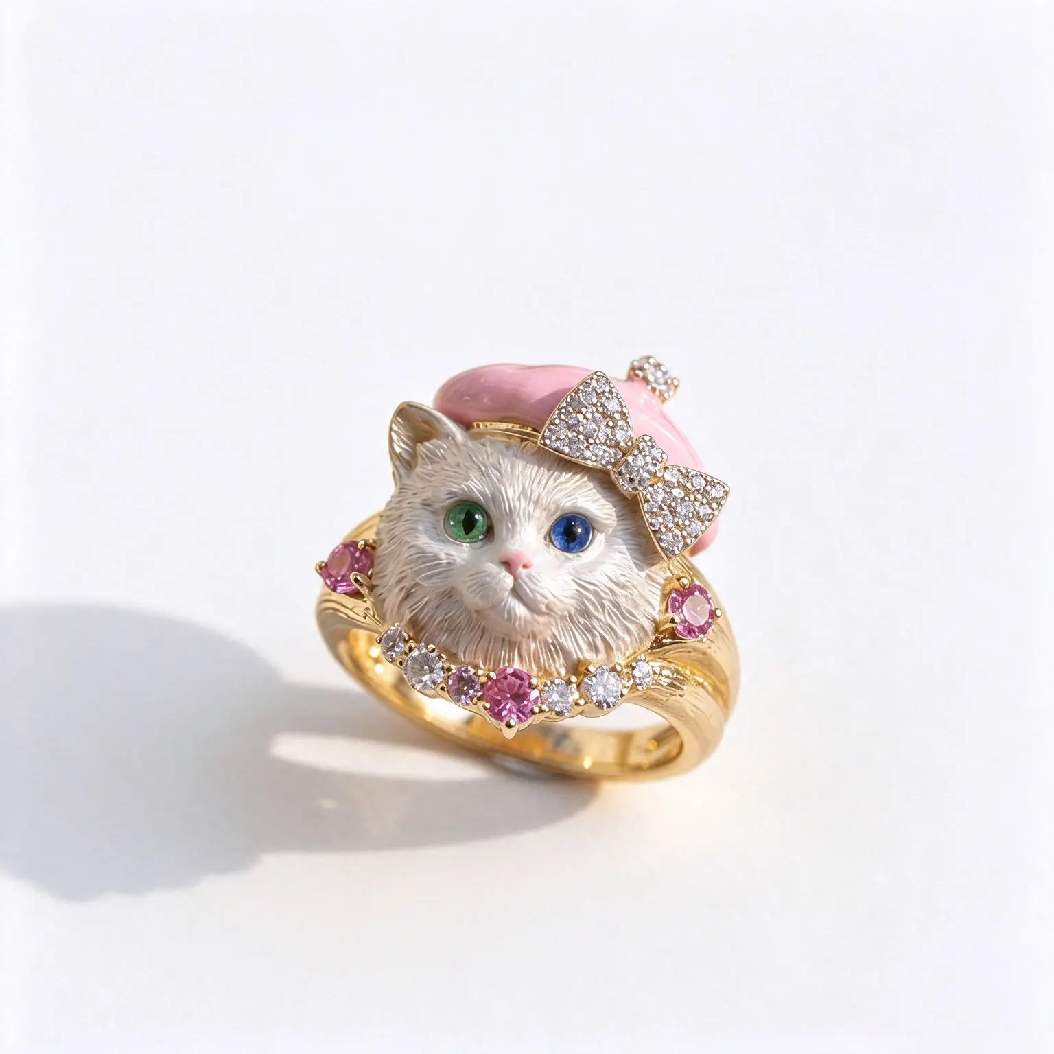 3D Cute Cat & Dog Open Adjustable Ring, Kawaii Pet Statement Ring for Animal Lovers, Unique Gift for Her