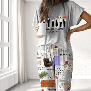 Friends Pajama Set – Premium Satin Sleepwear – TV Show Inspired Loungewear, Viral Cozy Nightwear Trend, Comfy Cute Outfits