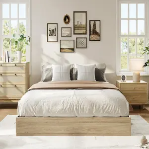Garvee Platform Bed Frame Twin XL Size,Wooden Slat Support,No Box Spring Needed, Easy Assembly, Natural