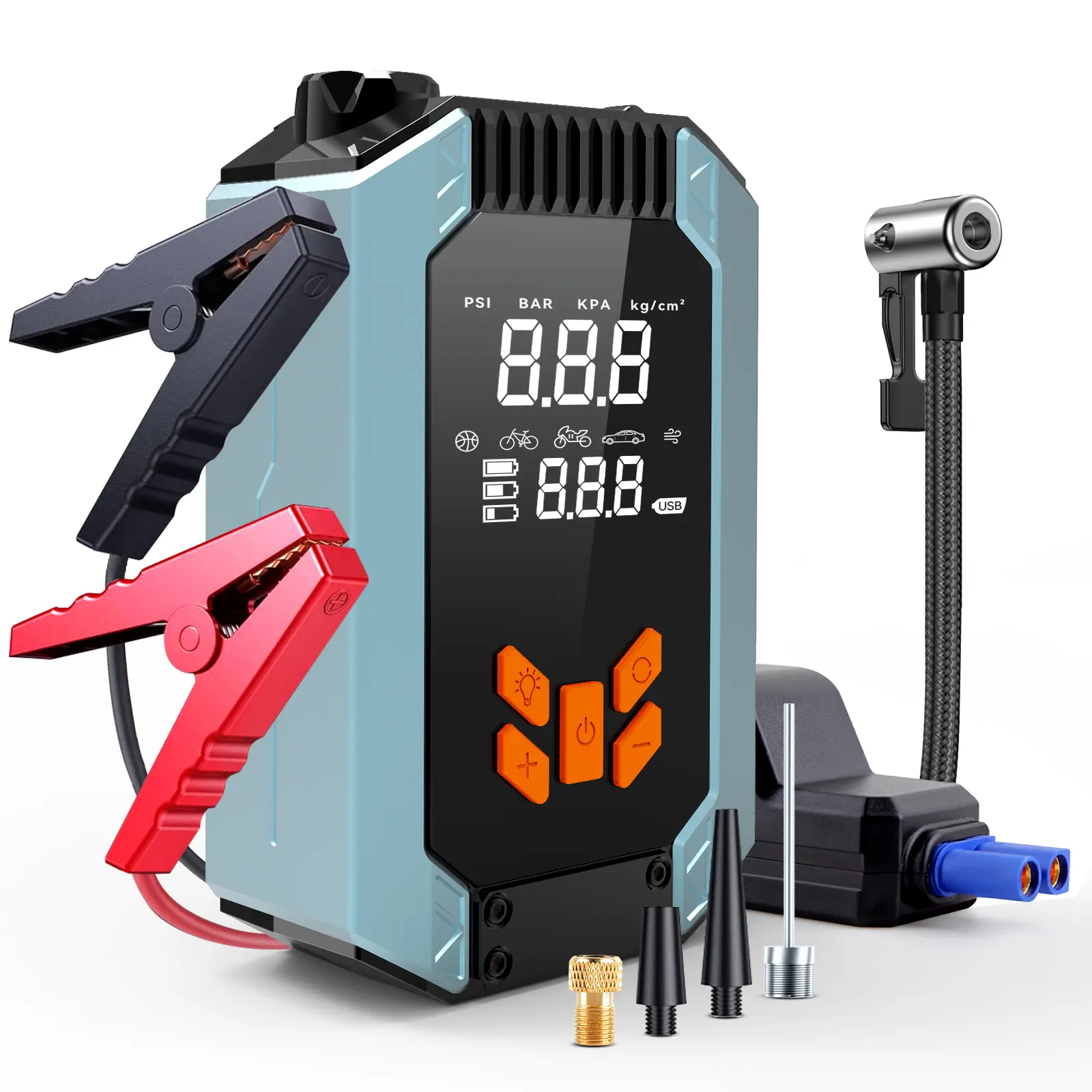 4000A Portable Car Jump Starter with Air Compressor, 12V 15000mAh Car Battery Jump Starter with 150PSI Tire Inflator, Power Bank with LED Light, Car Accessories, Vehicle