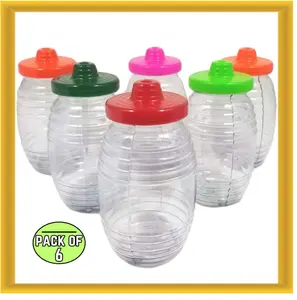Mexican Style 16 oz Mini Plastic Barrel with Straw & Lid Traditional Vitroleros 6pcs
