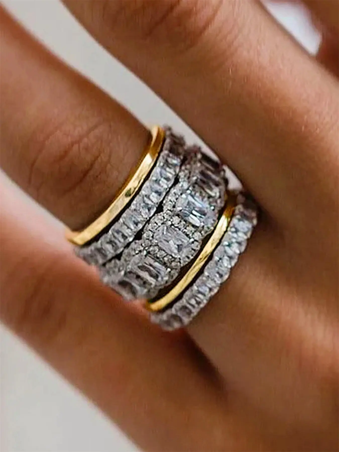 5Pcs/Set Gorgeous Cubic Zirconia Ring Set for Women, Versatile Jewelry for Wedding, Engagement, Anniversary & Parties, Ideal Gift, Stackable Promise Rings