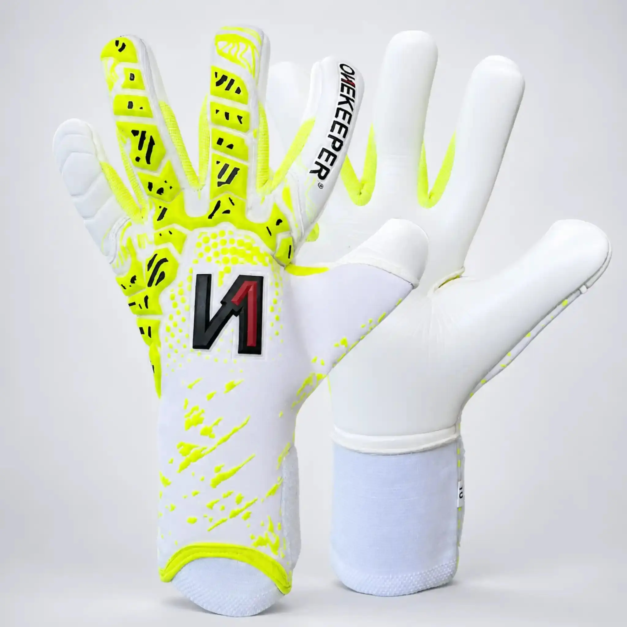 ONEKEEPER Iconic Neon Yellow Soccer Goalie Gloves - Pro-Grade German Contact Latex, Strapless or Short Strap Options, Sizes 5-12, Goalkeeper Equipment for Grip & Control