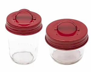 Red Enameled Handle/Canister Lids