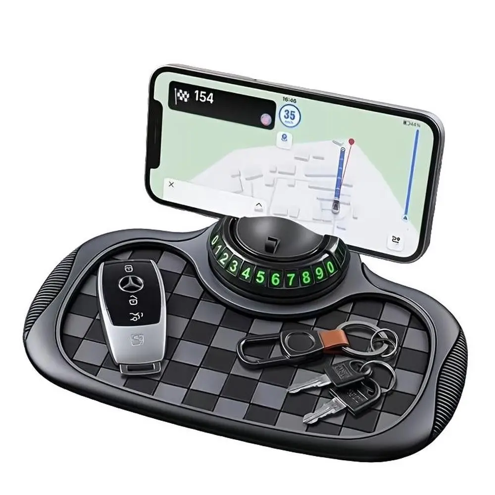 Non-Slip Car Dashboard Mat with Rotatable Phone Holder, Heat-Resistant Silicone, Large Storage Space, Modern Vehicle Accessory, Car Interior Accessories, Anti Slip Pad for Car Dashboard, Car Auto Accessory
