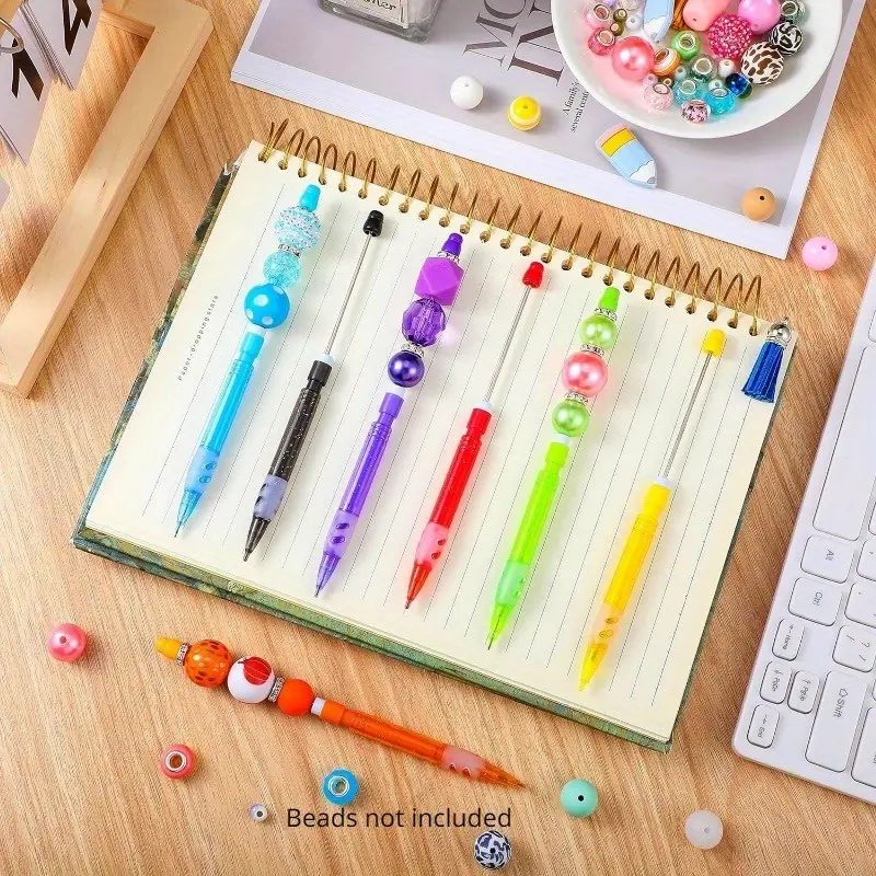 32pcs Beadable Mechanical Drawing Pencils Set with Silicone Guard, Rainbow Colors, Unique Designs - Office Stationery Writing Tool