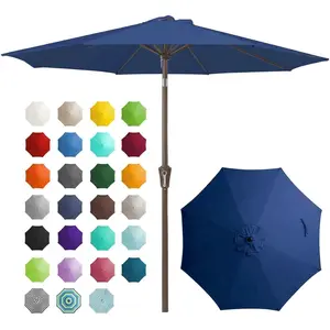 [Summer Vibes]  [Umbrella Base is Not Included] 9FT Outdoor Patio Umbrella Outdoor Table Umbrella with Push Button Tilt and Crank, Market Umbrella 8 Sturdy Ribs UV Protection Waterproof for Garden, Deck, Backyard, Pool