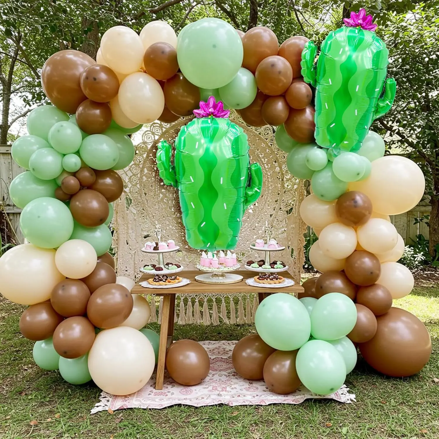 122PCS Cactus Boho Balloon Arch & Garland Kit with Giant Balloons for Garden Party & Baby Shower