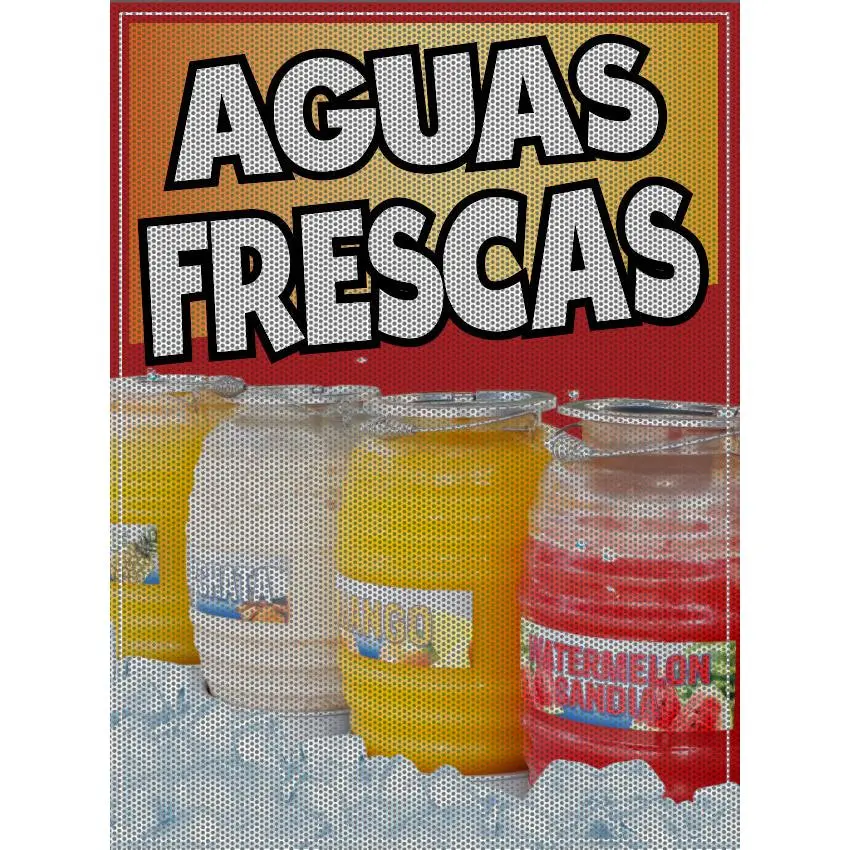 Aguas Frescas PERFORATED Window Graphic Decal Sticker Perforated Vinyl Horchata