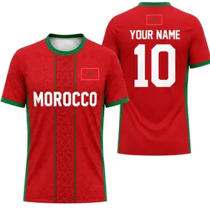 Custom Morocco Soccer Jersey, Red and Green Uniform  Personalized Soccer Jersey