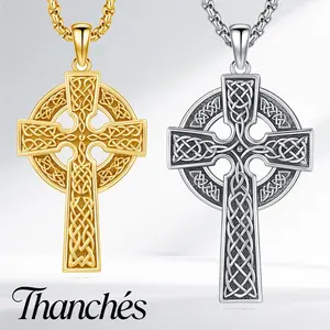 Thanches 925 Sterling Silver Celtic Cross Pendant Necklace for Men & Women, Unique Irish Trinity Knot with Evil Eye Design Perfect for Spiritual Protection and Stylish Accessories, Ideal Crucifix  Gift