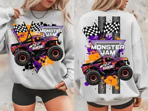 Youth and Adult 2 Sided Monster Jam Wild Side Monster Truck Sweatshirt Racing Event Arena Fan Graphic Pullover, Monster Jam shirt, Monster Truck shirt, Off-Road Motorsports Tee, Monster Truck Fan Gift, Youth clothing, summer outfit, Racing Fan Gift